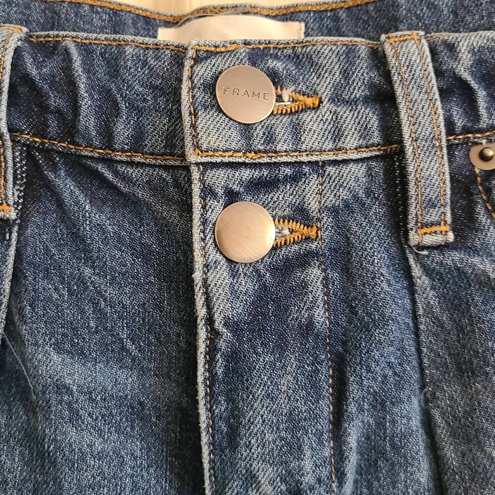 FRAME Mosaic Flare Short Mesa Wash Released Hem 100% Cotton MLFSH385 Women's 24 - Picture 5 of 11